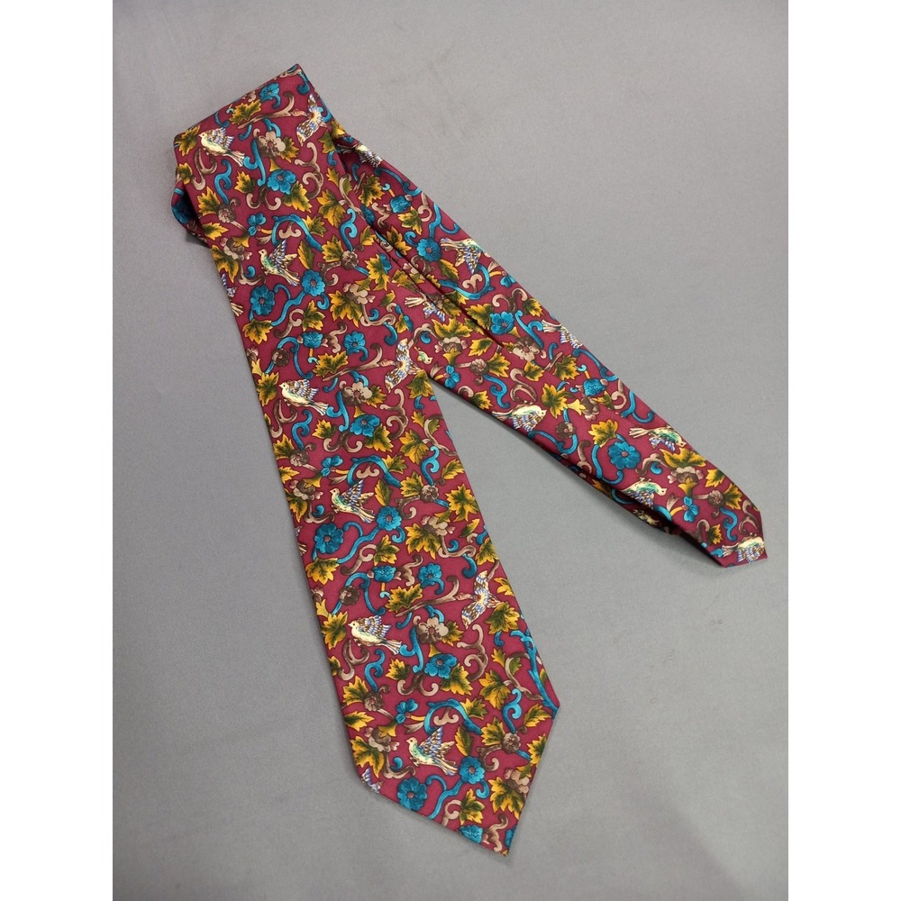 Vintage Christian Dior Monsieur Silk Tie, 80s 90s Red Floral